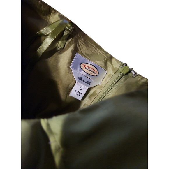 Talbots Evening Dress Size 10 Vintage Y2K Brat Green Silk Strapless Full Length - Picture 6 of 9